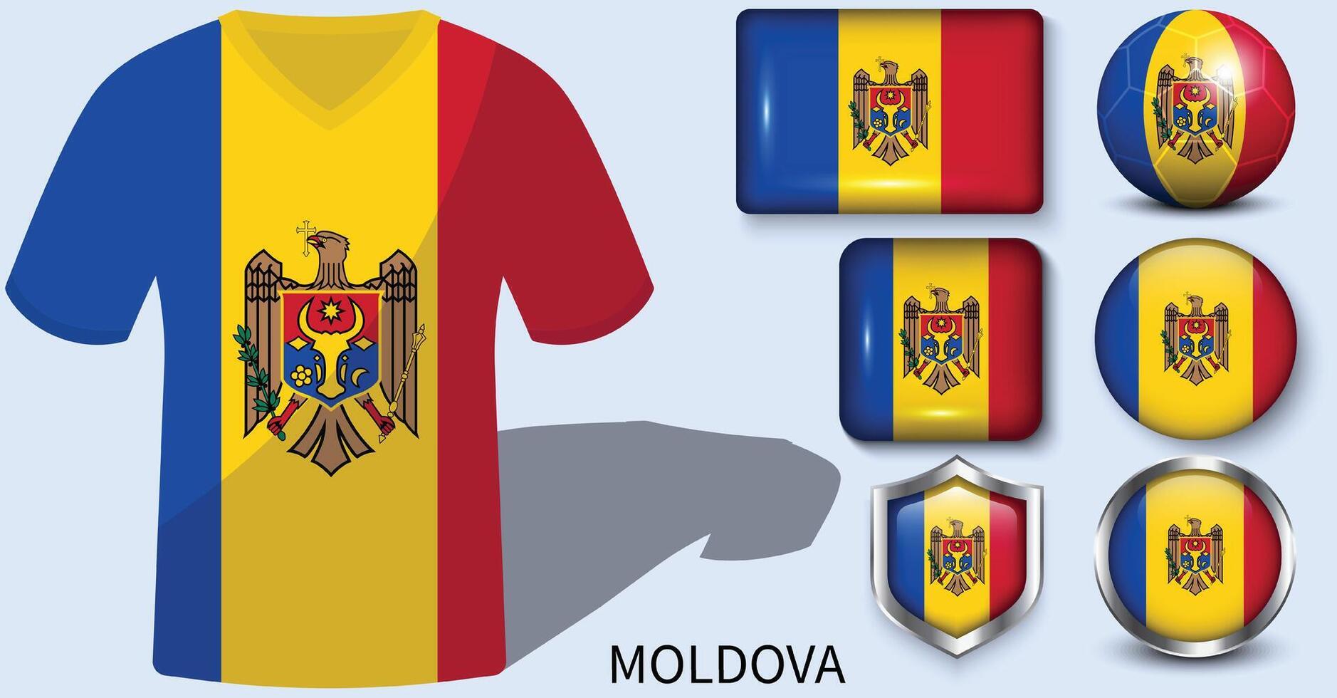 moldavien flagga samling, fotboll tröjor av moldavien vektor