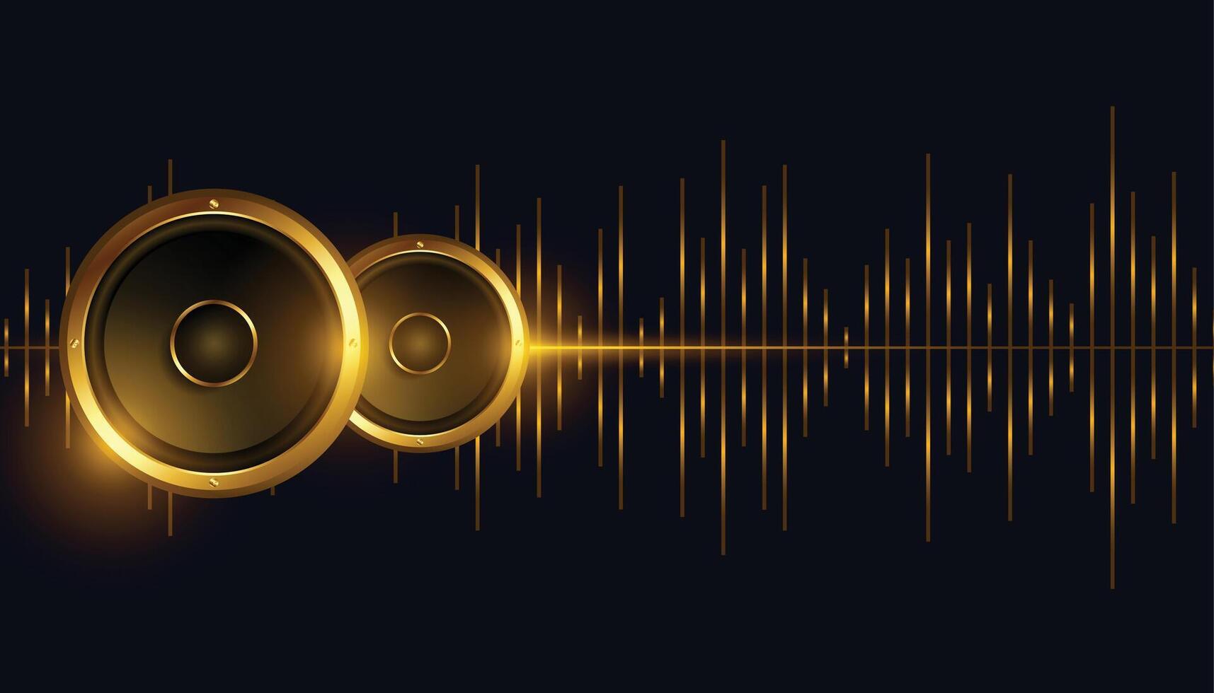 gyllene musik högtalare med utjämnare bakgrund vektor