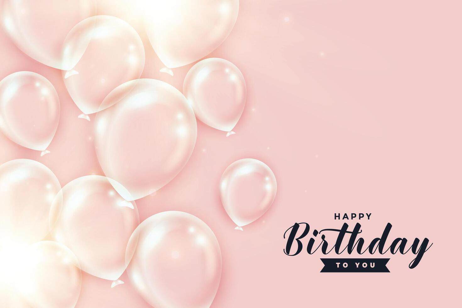 skinande transparent födelsedag ballonger på persika Färg bakgrund vektor