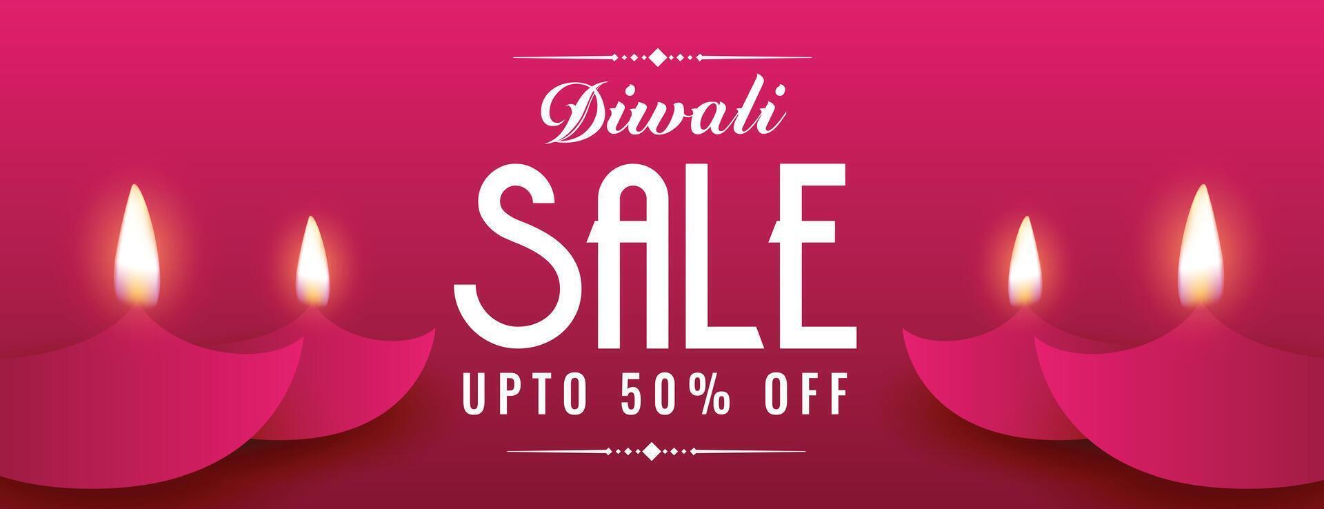 trevlig Lycklig diwali festival försäljning och erbjudande baner med lysande diya vektor