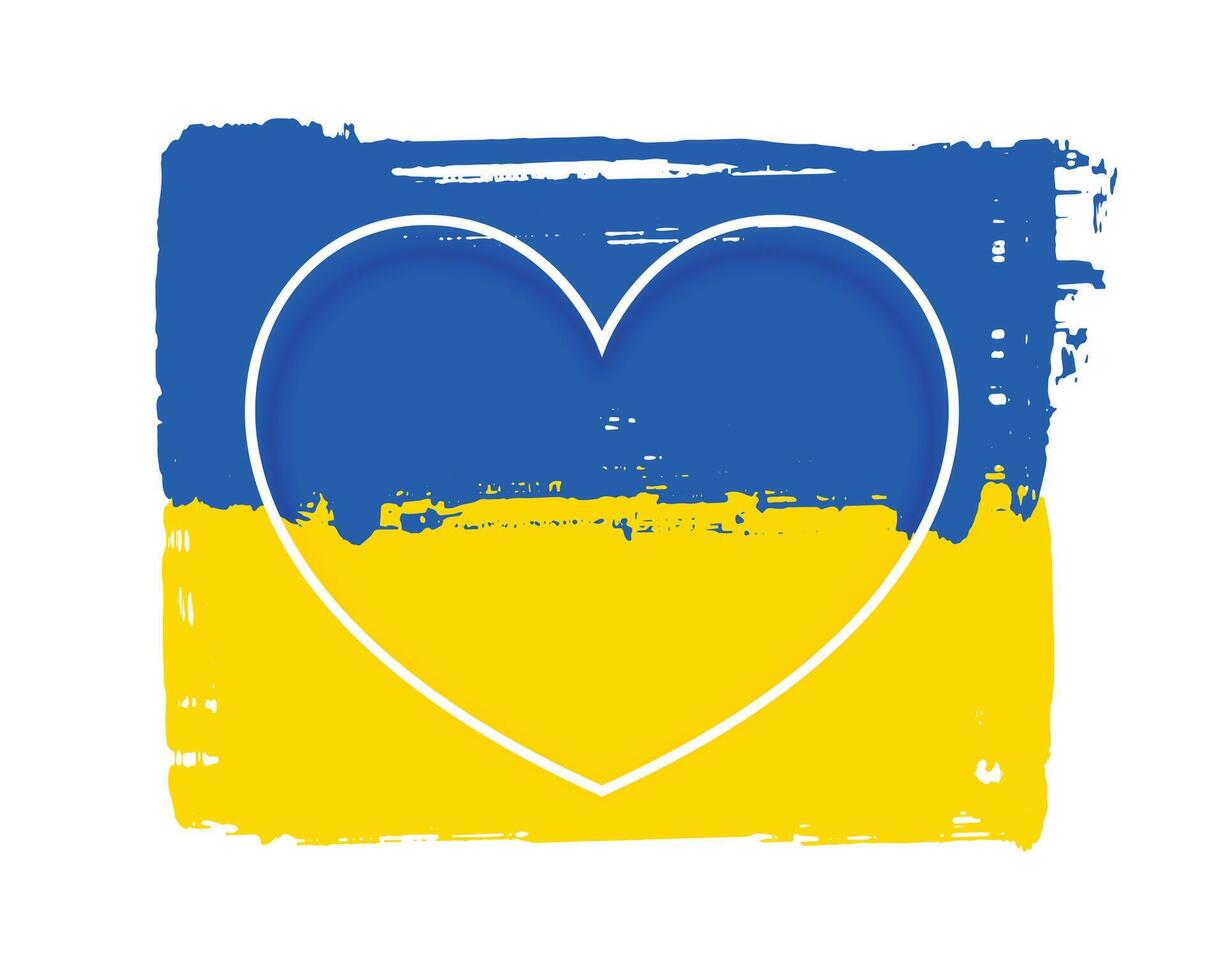 Ukraine Flagge mit Linie Herz mit Text Raum vektor