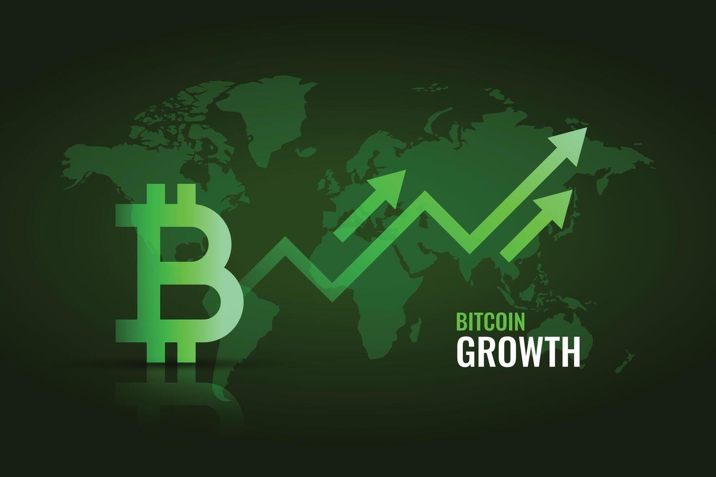 bitcoin tillväxt pil med värld global Karta vektor