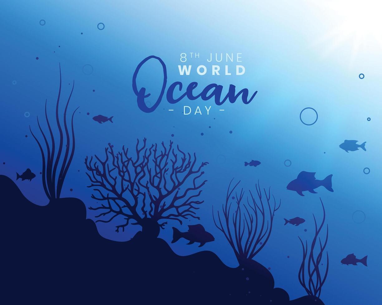 International Welt Ozean Tag Hintergrund tauchen in tief Blau Meer vektor