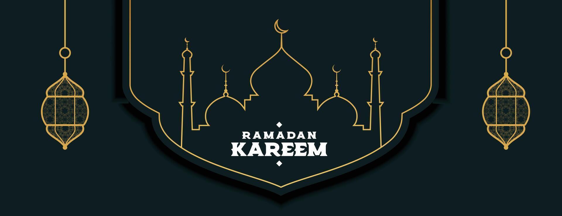 eben Linie Stil Ramadan kareem heilig Festival Monat Banner vektor