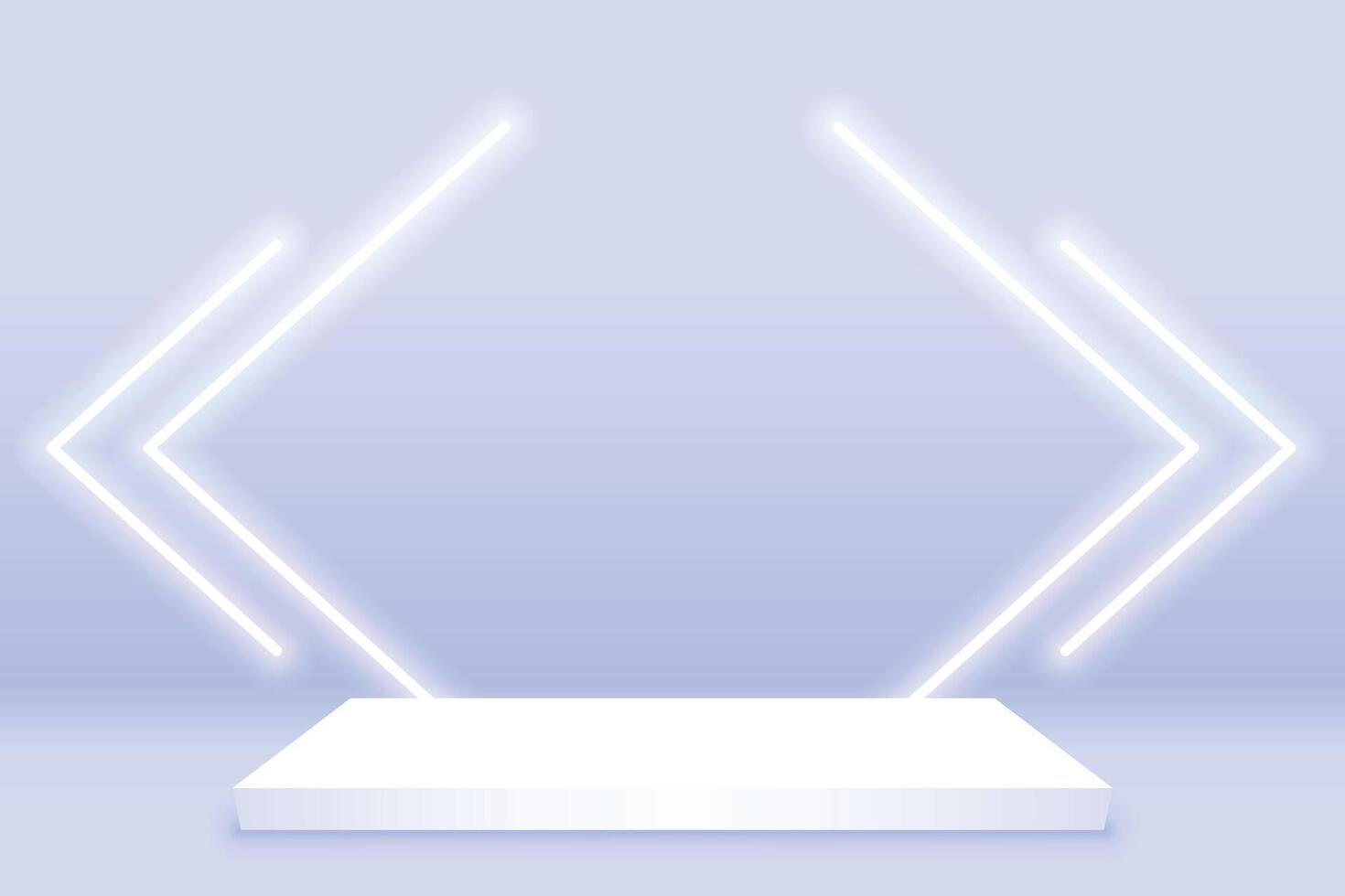 realistisch Podium Anzeige mit Neon- Weiß Beleuchtung vektor