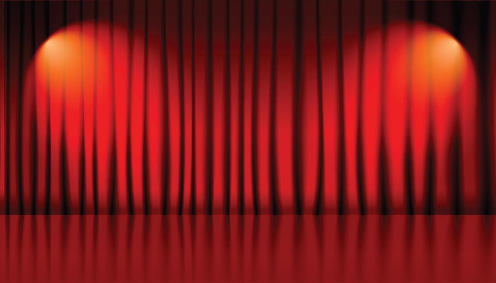 Theater Bühne Hintergrund mit rot Vorhänge und Beleuchtung vektor