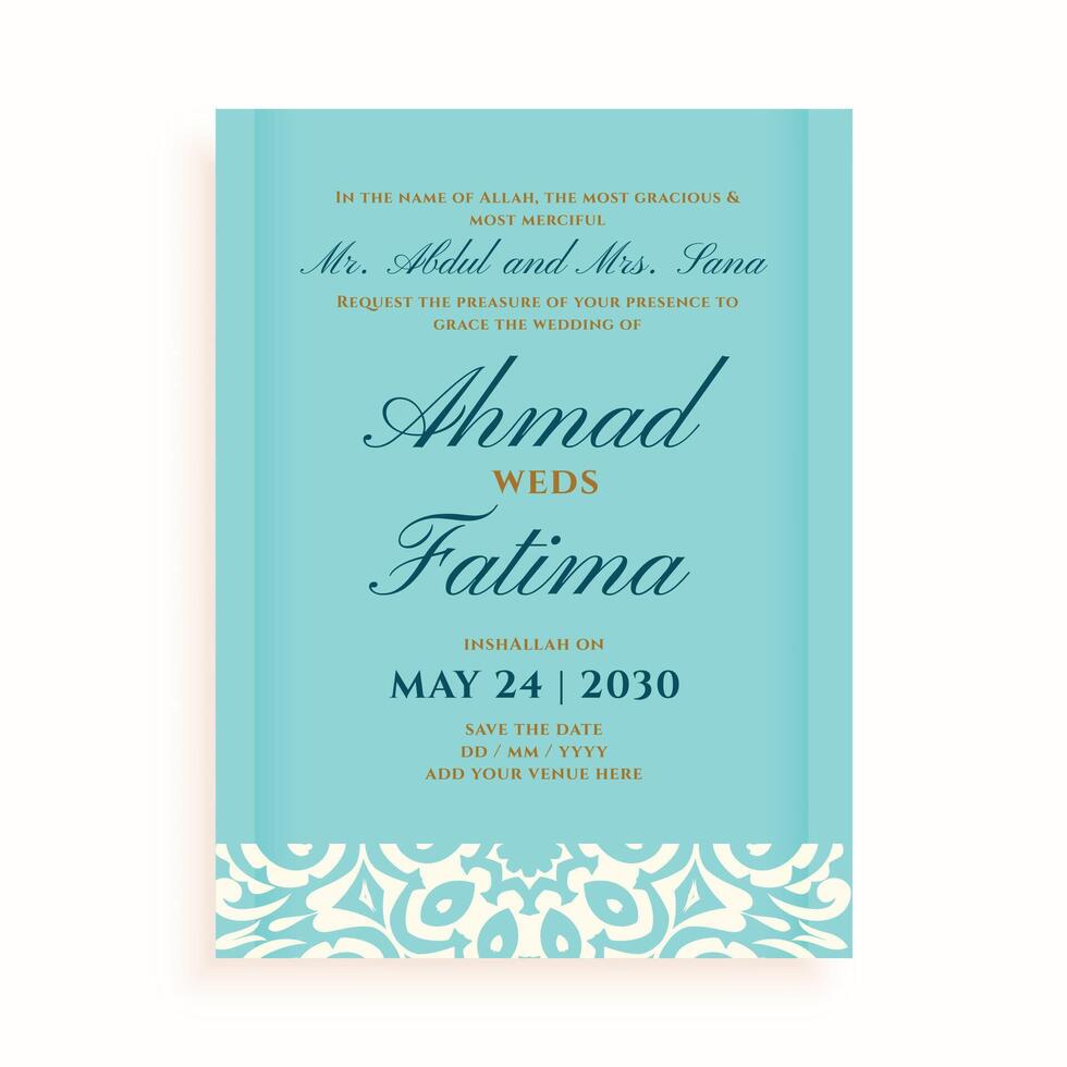 elegant Muslim Nikah Zeremonie E-Card Vorlage zum Paare Besondere Tag vektor