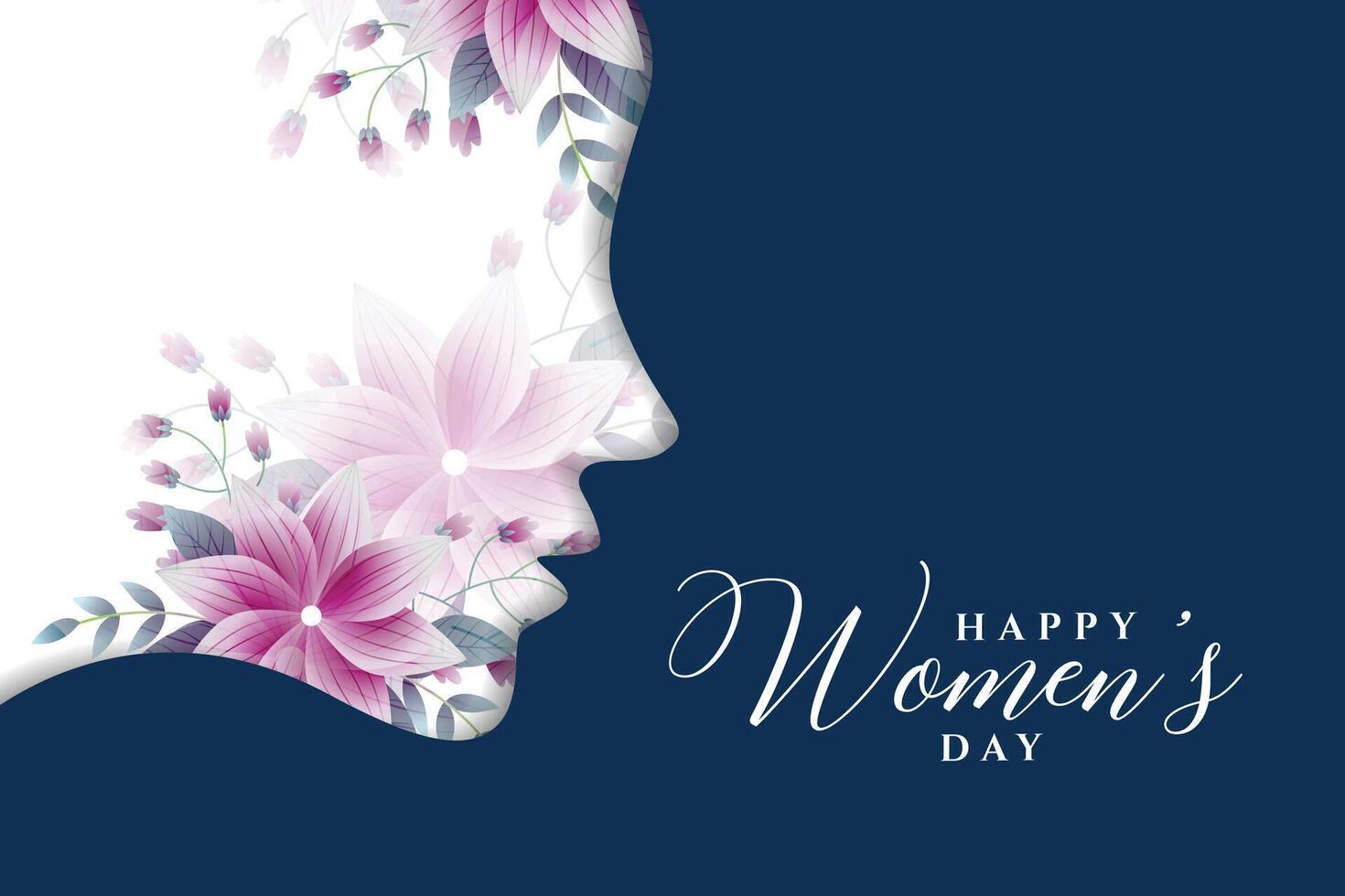 Lycklig kvinnor dag hälsning kort i blomma stil vektor