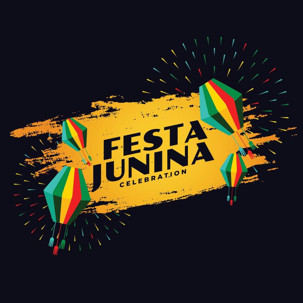 festa junina Feier abstrakt Karte mit Lampen und Feuerwerk vektor