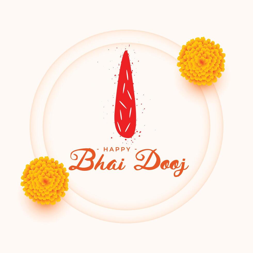 hindu traditionell bhai dooj lyckönskningar bakgrund med ringblomma och tilak design vektor