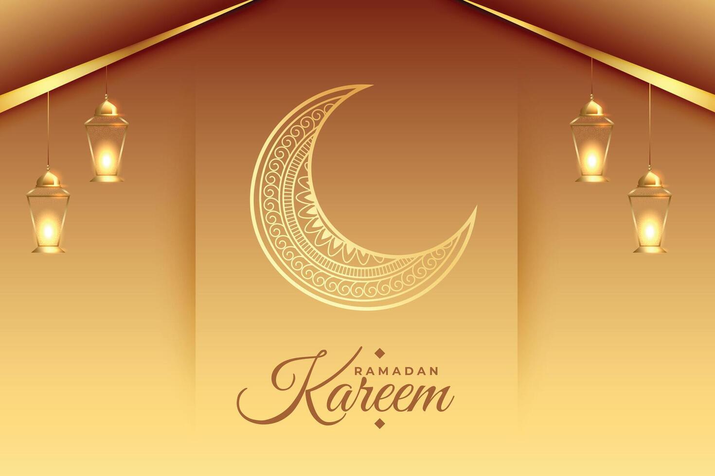 gyllene ramadan kareem eid mubarak dekorativ kort design vektor