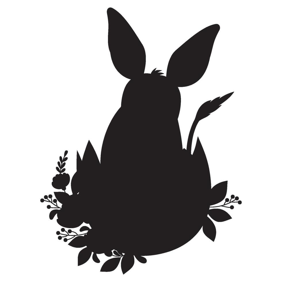 Silhouette bilby im Ostern Ei. australisch Tier. schwarz Hand Zeichnung. Vektor Illustration.