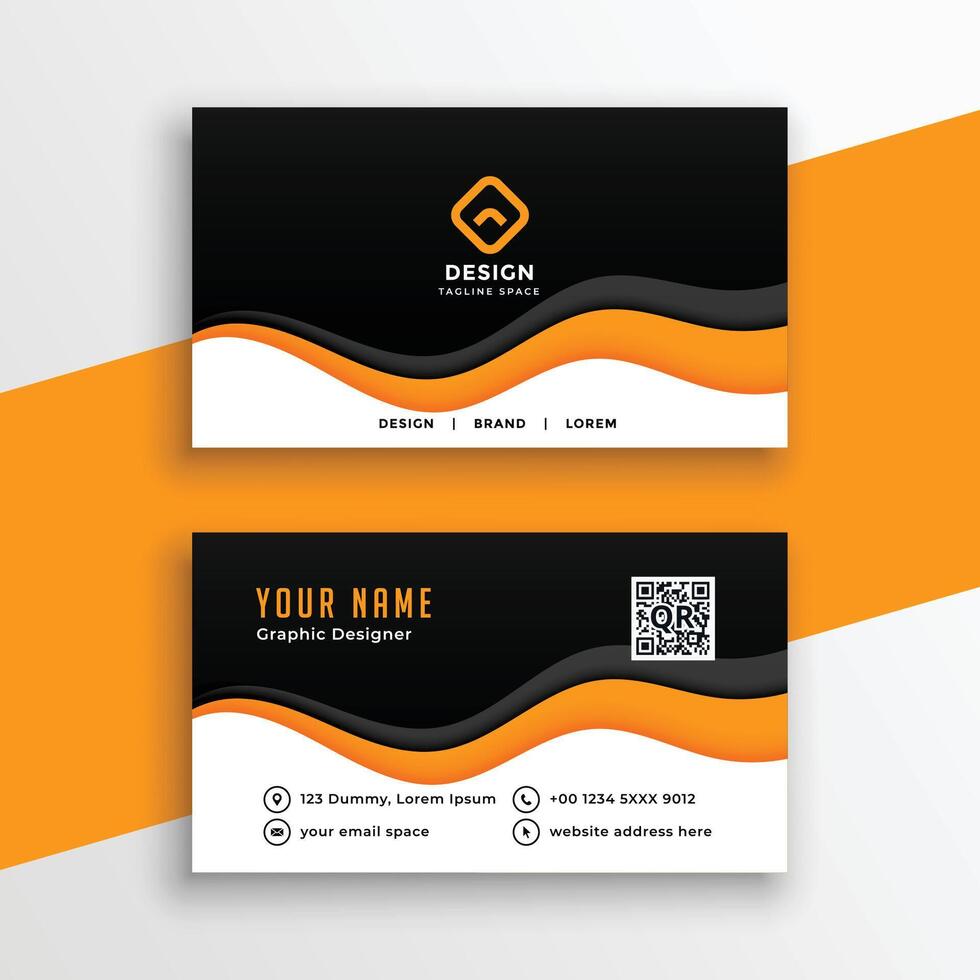 modern företag kort design med vågig orange gul abstrakt former vektor