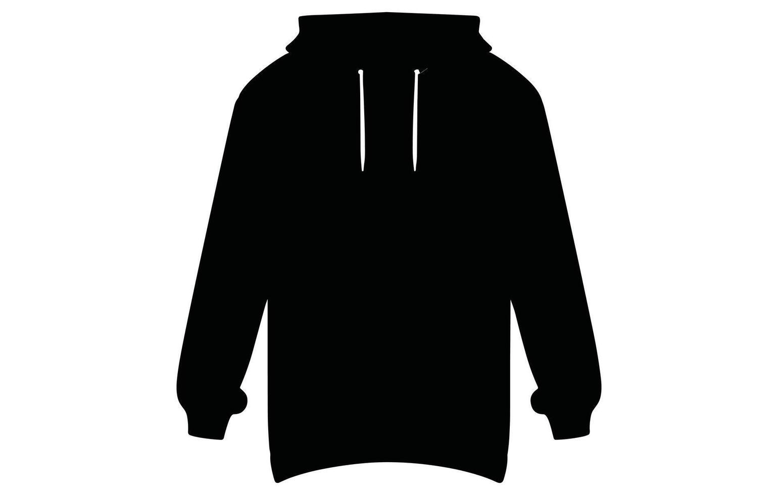 Silhouette von Kapuzenpullover, Vektor Kapuzenpullover schwarz und Weiß Ärmel Strassenmode Mode Silhouette,