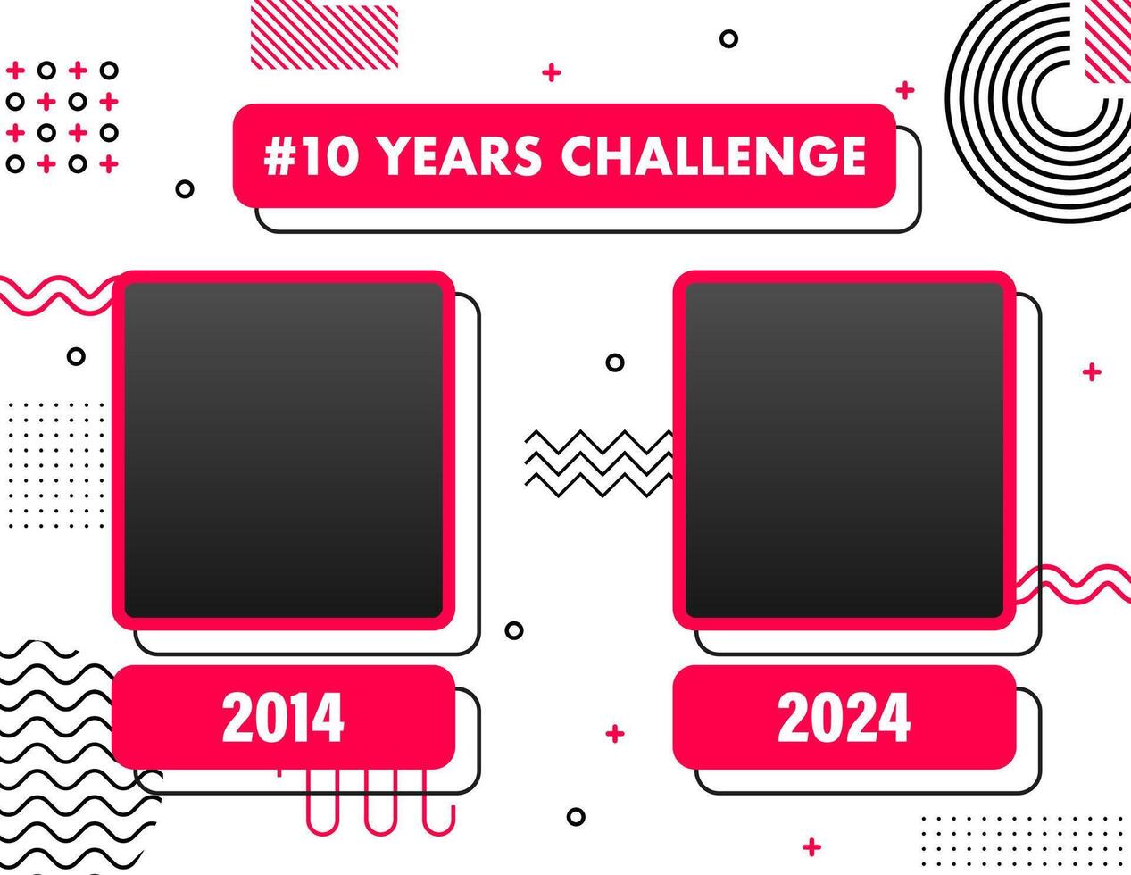 dynamisch 10 Jahre Herausforderung Konzept mit Rosa und schwarz Farbe planen zum Sozial Medien Beiträge vektor