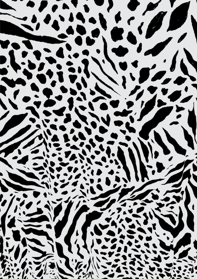 djur- svart och vit hud sömlös mönster vektor stock