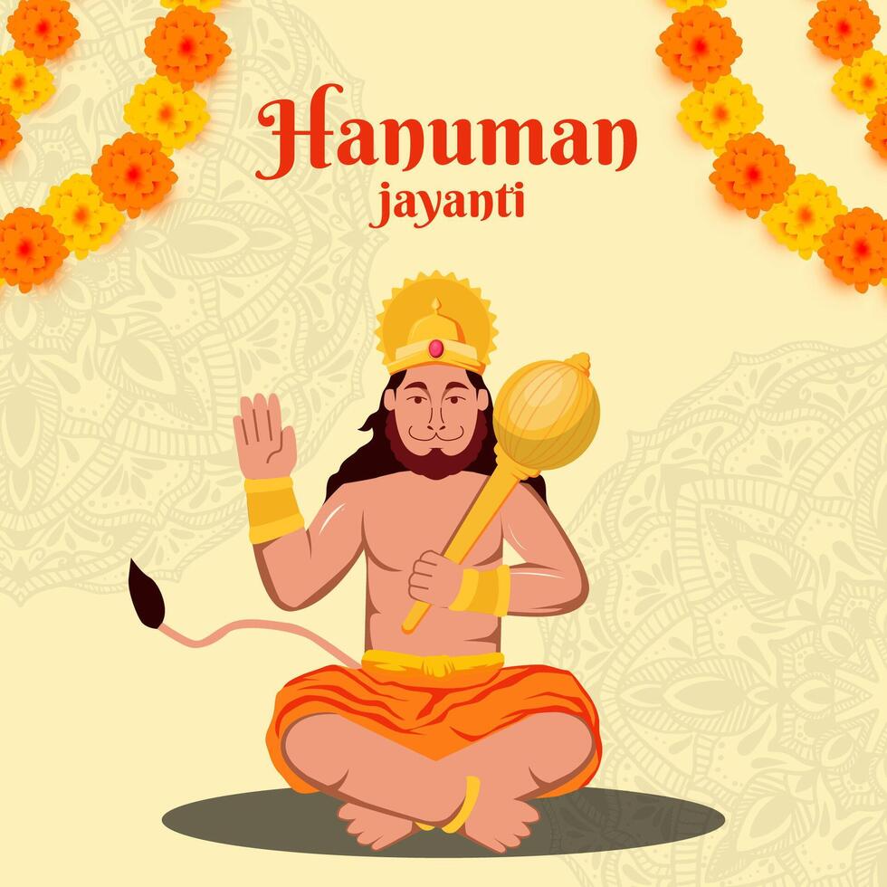Vektor Design Hanuman Jayanti Illustration im eben Stil