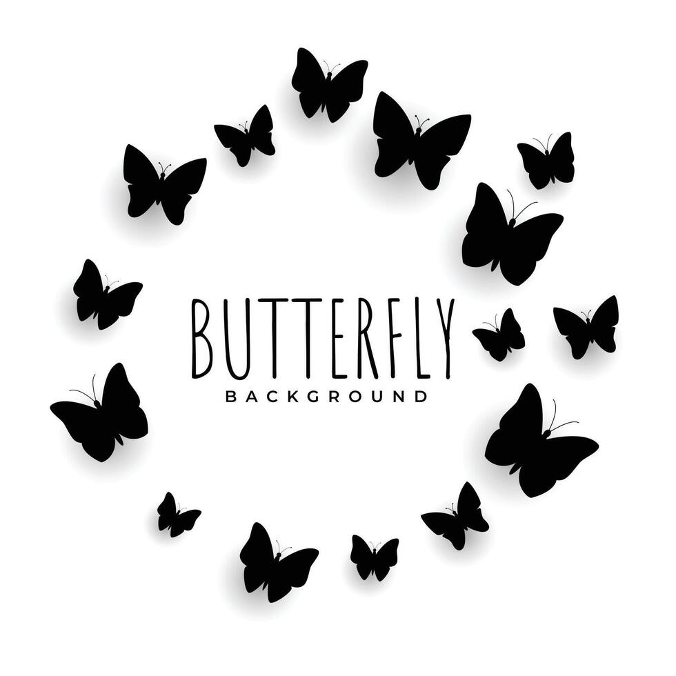 flock av silhuett svart fjärilar på vit bakgrund vektor