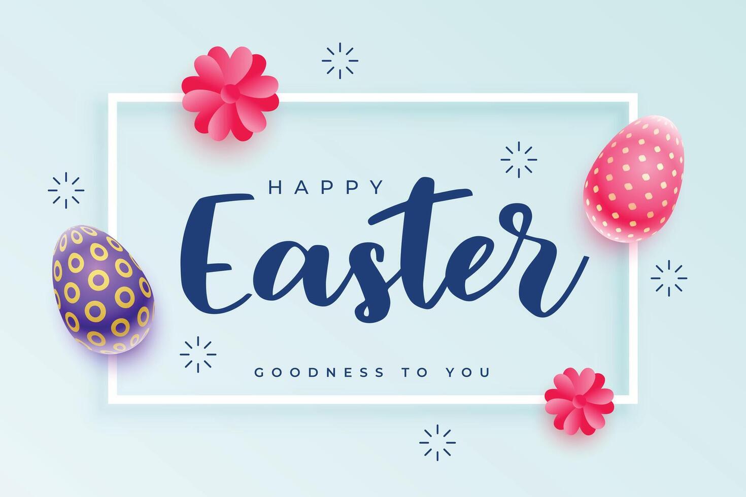 stilvoll glücklich Ostern Hintergrund mit Eier und Blumen vektor
