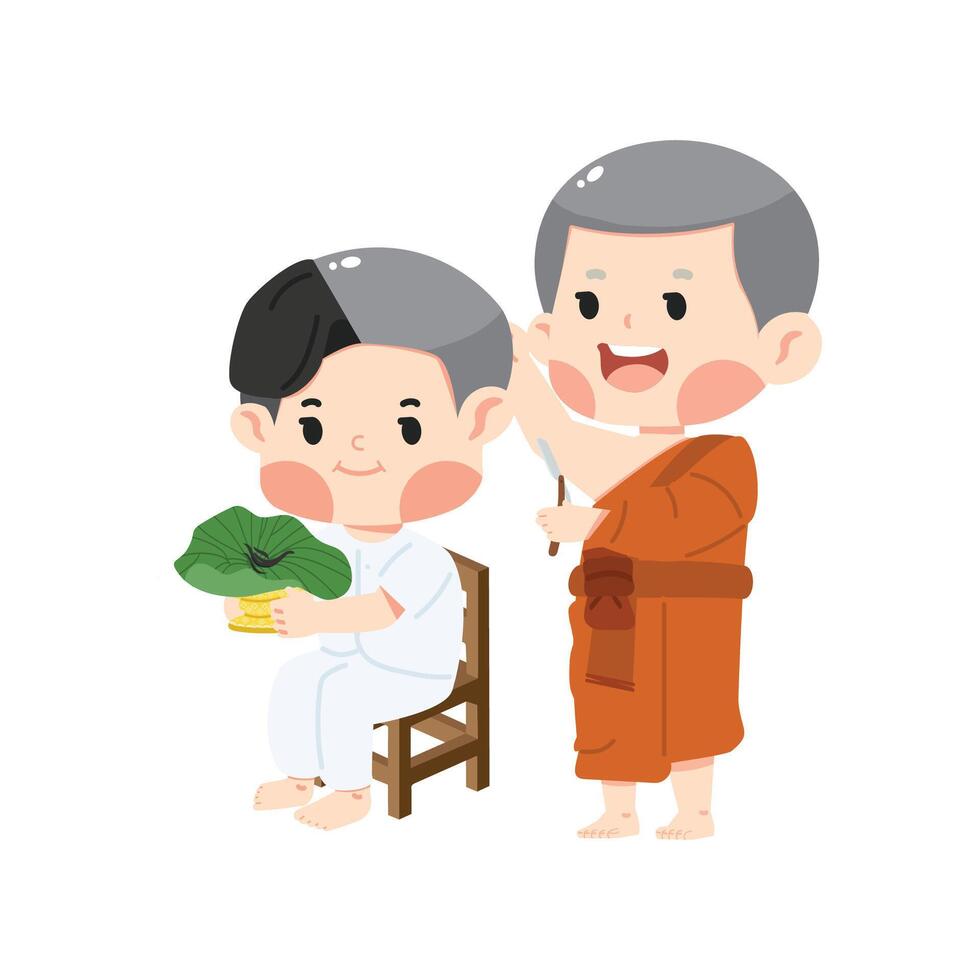 Illustration zum Buddhist Ordination Karikatur Vektor