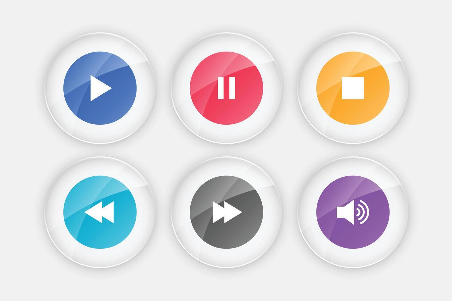 färgrik audio spelare knapp symbol i samling vektor