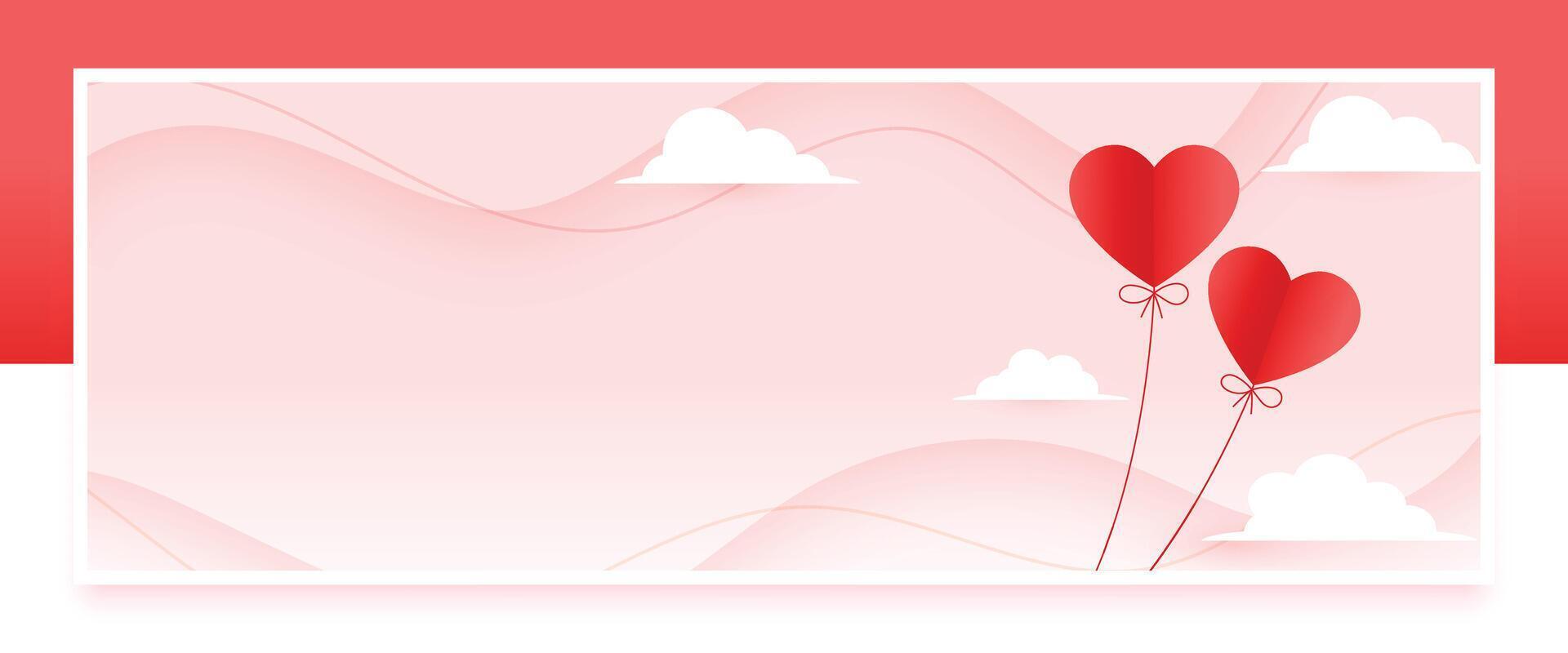 nett Valentinsgrüße Tag Veranstaltung Banner mit Papier Herz Luftballons und Wolke vektor