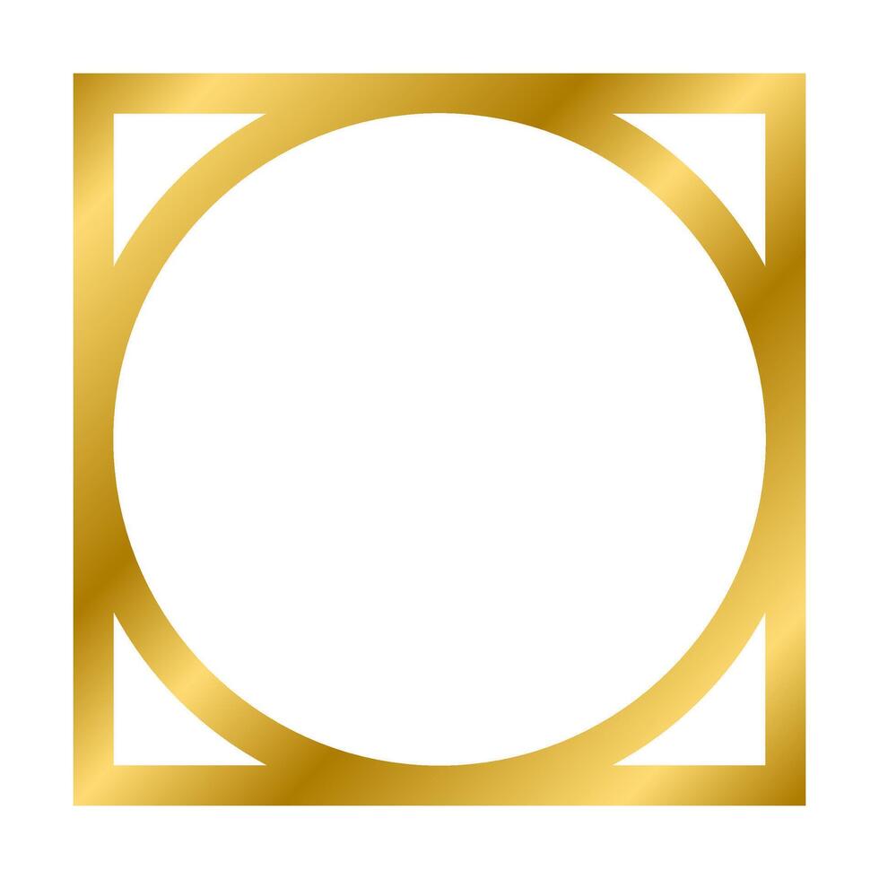 guld skinande lysande årgång fyrkant och cirkel ram med skuggor isolerat på vit bakgrund. guld realistisk fyrkant gräns. vektor illustration