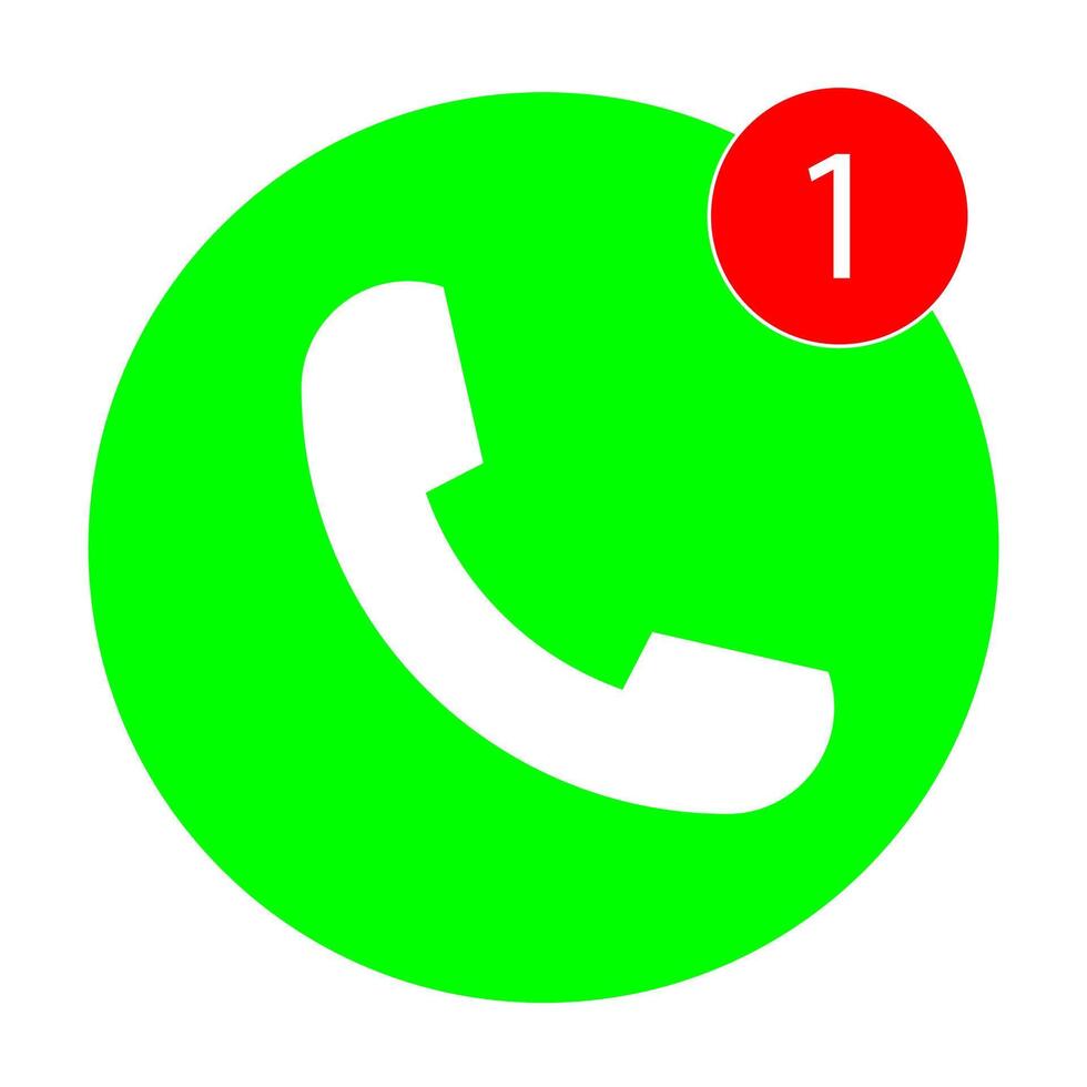 Telefon Vektor Symbol mit einer verpasst Anruf Zeichen, Weiß auf Grün Hintergrund zum Grafik Design, Logo, Netz Grundstück, Sozial Medien, Handy, Mobiltelefon Anwendung, ui Illustration.