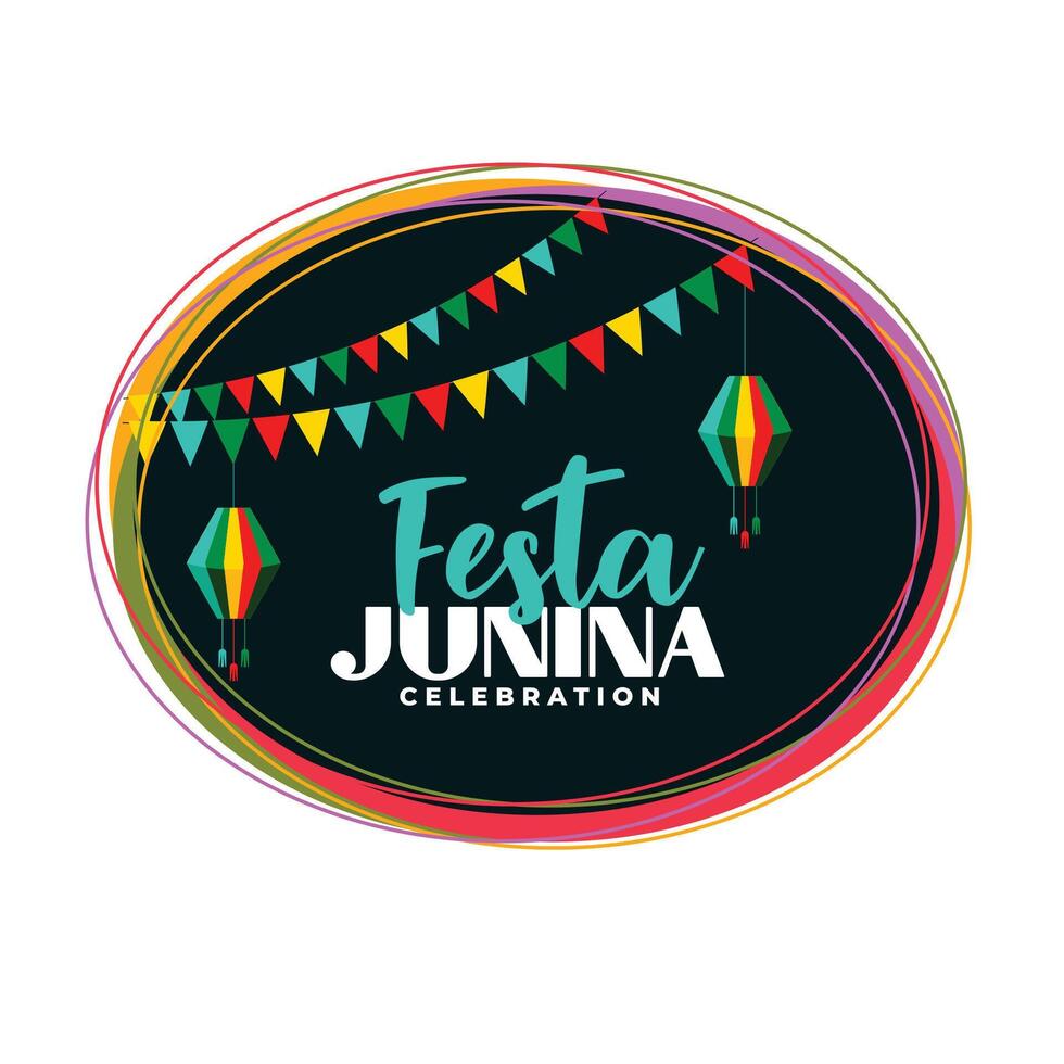 festa junina firande kort med dekorativ element vektor