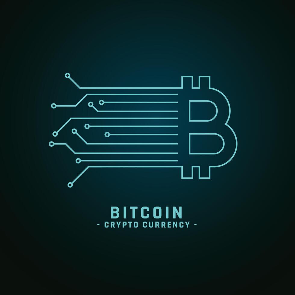 digital bitcoin teknologi neon stil bakgrund vektor