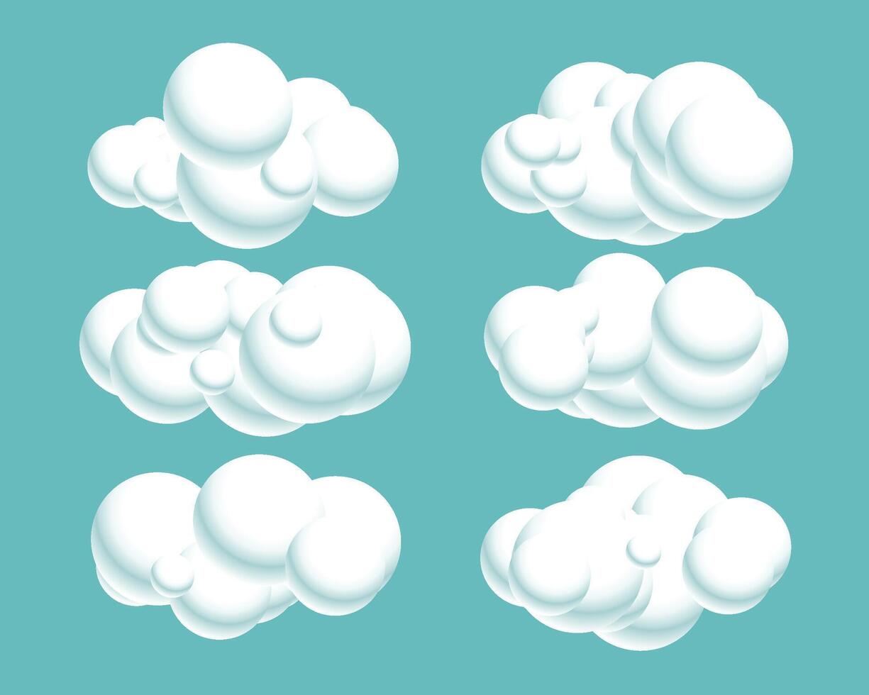 samling av fluffig moln ikon för naturlig väder vektor