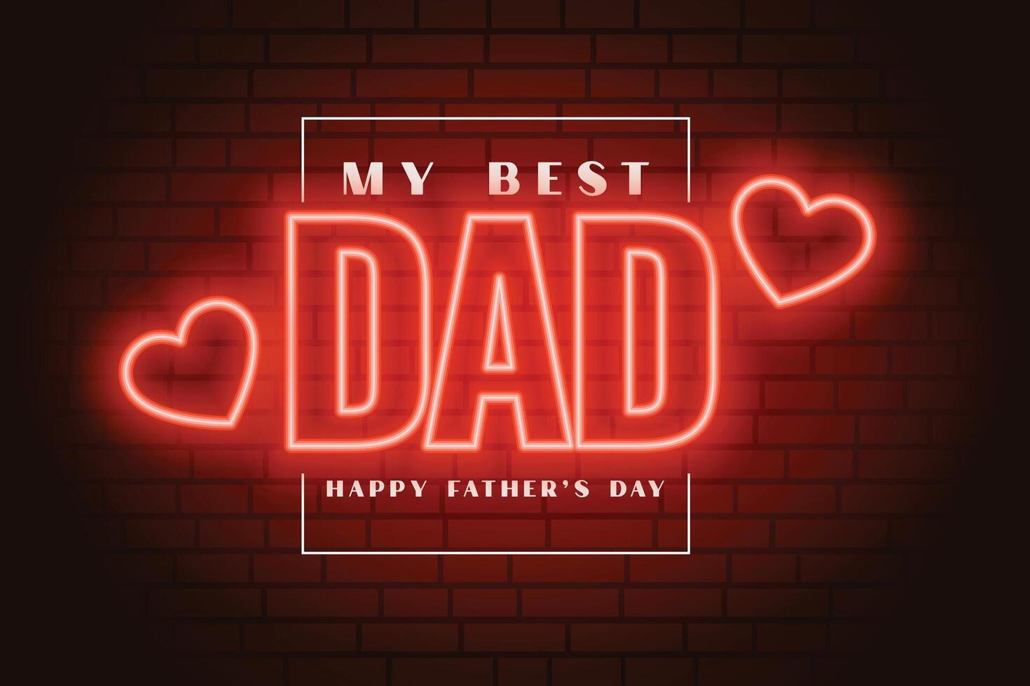 rot Neon- Stil glücklich Vaters Tag Gruß mit meine Beste Papa Botschaft vektor