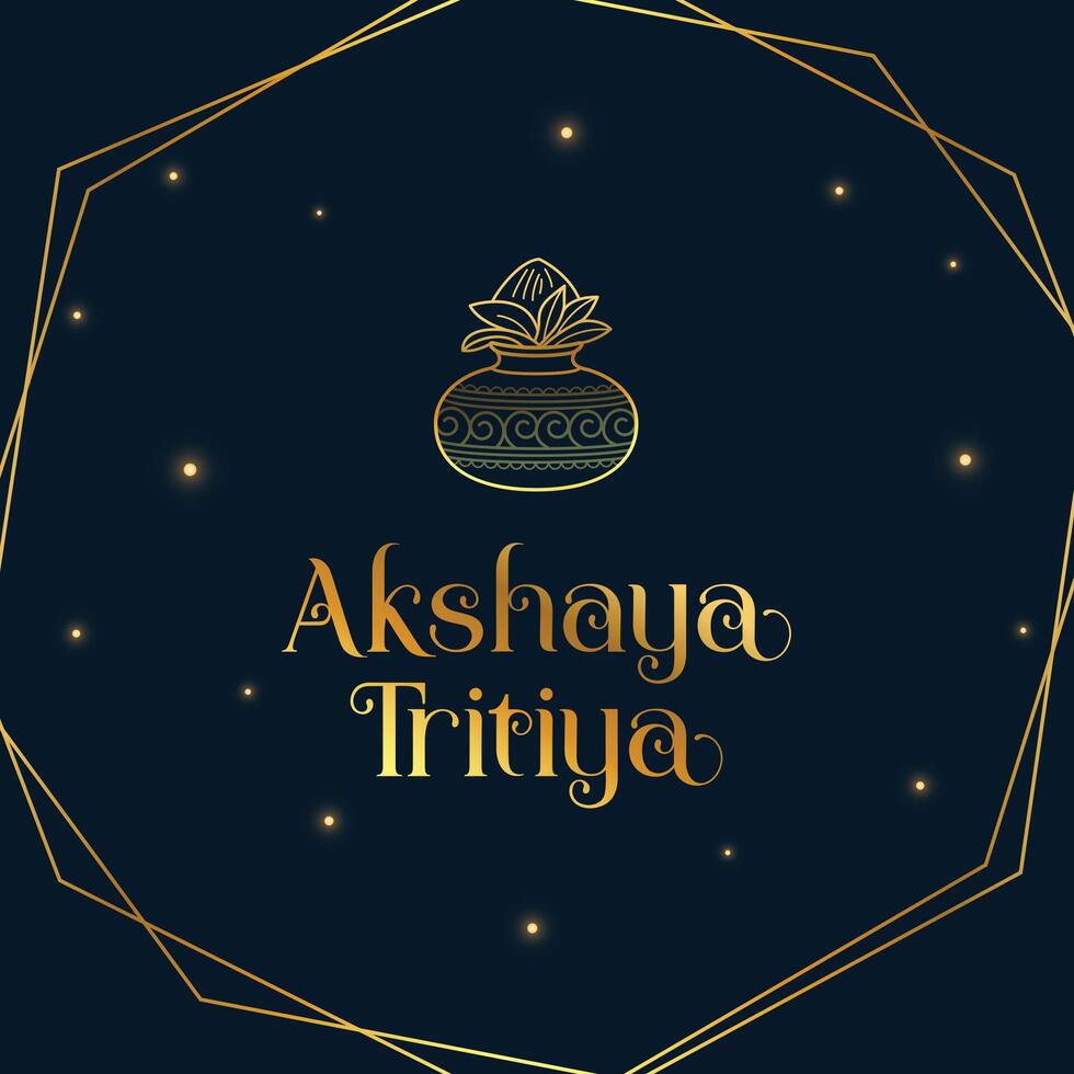 Akshaya tritiya golden Gruß mit Linie Frames vektor