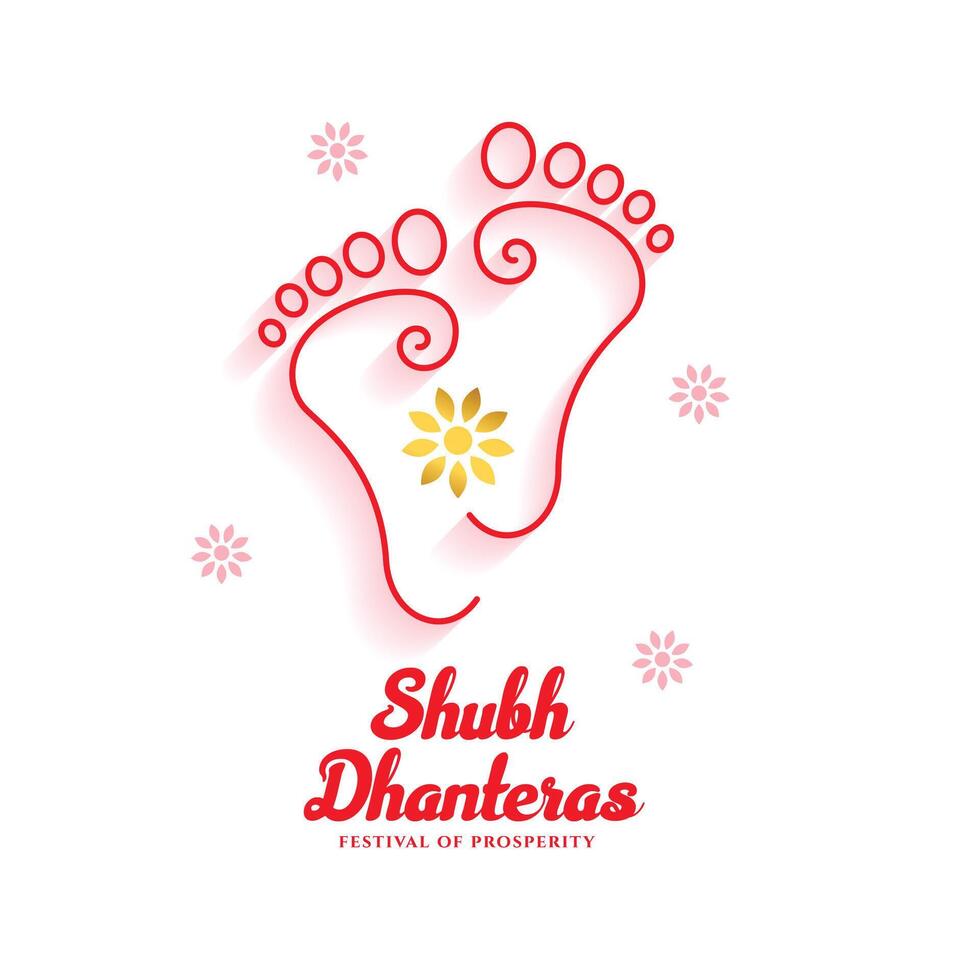 shubh Dhanteras spirituell Hintergrund mit Göttin laxmi Charan zum pooja vektor