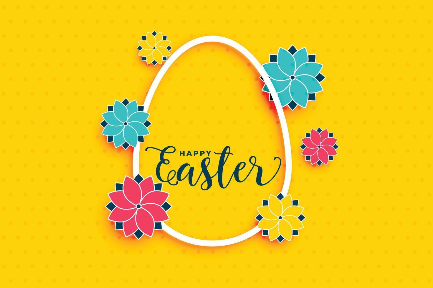 gul Lycklig påsk bakgrund med ägg och blomma vektor