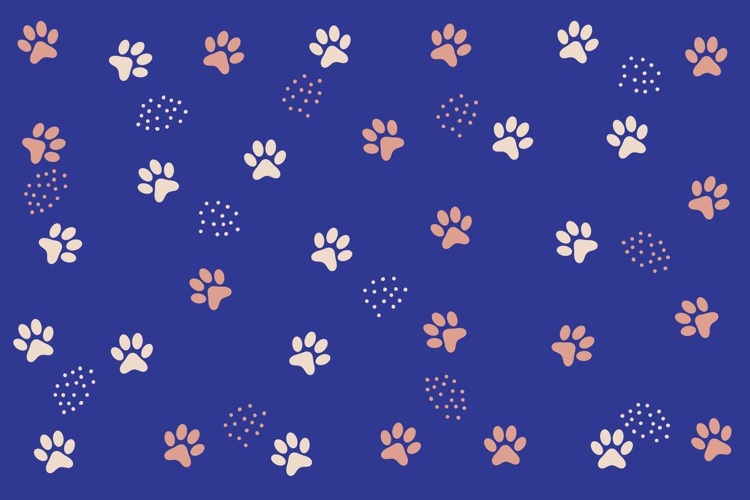 Hündchen und Kätzchen Pfote drucken Muster Hintergrund zum Tiermotiv Design vektor