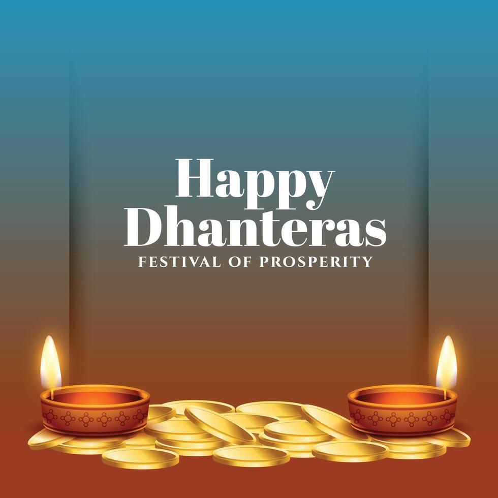 glücklich Dhanteras Urlaub Veranstaltung Hintergrund mit glühend Öl Lampe vektor