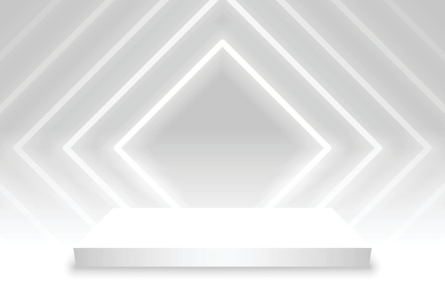 Platz Podium Plattform mit Neon- Beleuchtung Weiß Hintergrund vektor