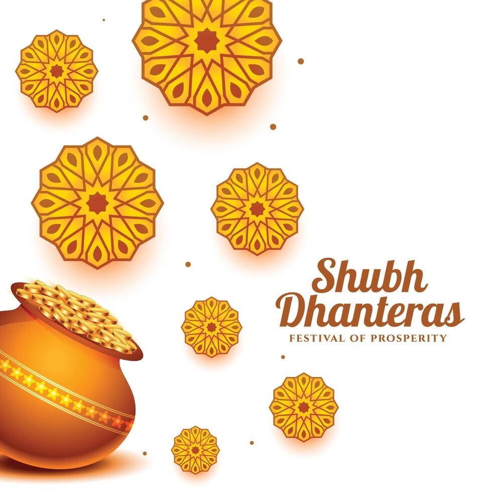 Hindu religiös shubh Dhanteras dekorativ Hintergrund mit golden Münze Topf vektor