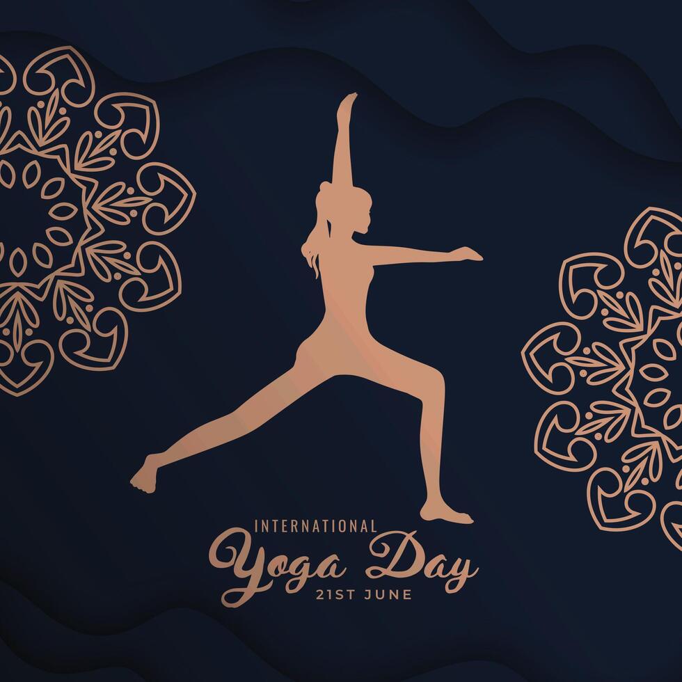 fira internationell yoga dag med skön bakgrund design vektor