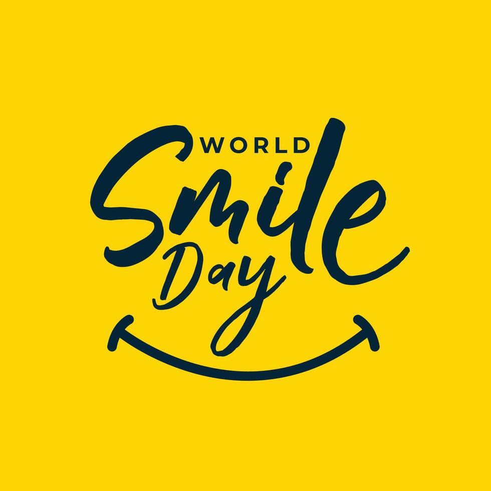 Welt Lächeln Tag Gelb Hintergrund ein heiter Botschaft zum Glück vektor