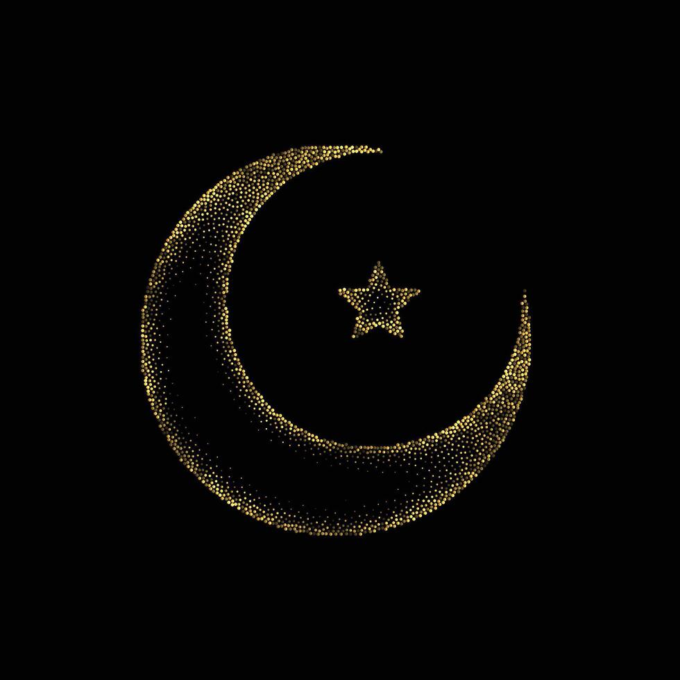 gyllene gnistra halvmåne symbol islamic bakgrund design vektor