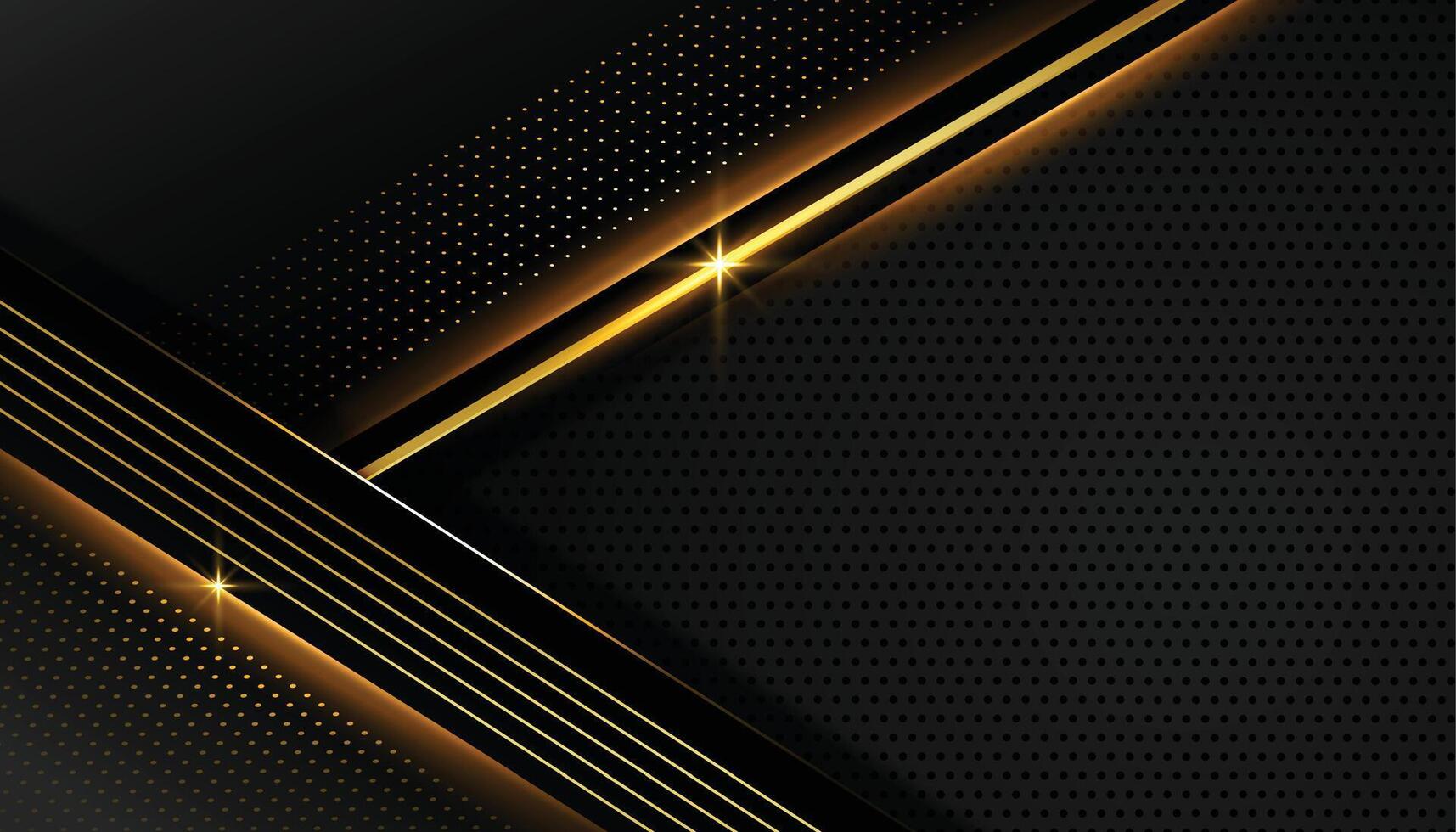 luxuriös und glänzend golden Linien schwarz Hintergrund Design vektor