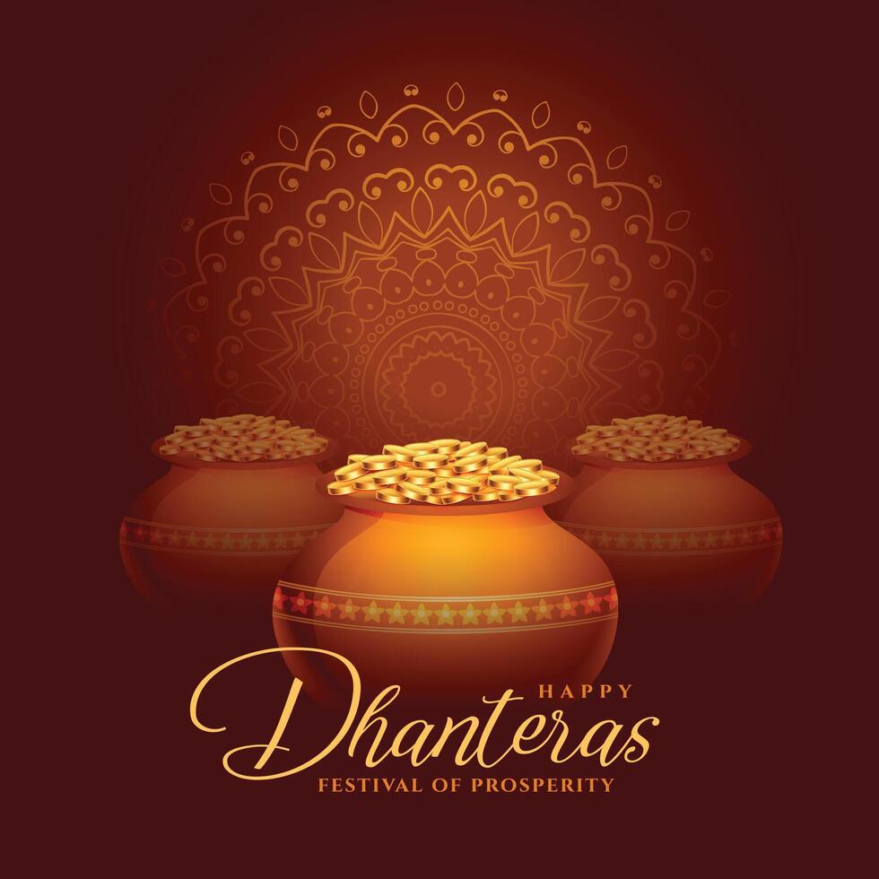 dekorativ glücklich Dhanteras religiös Hintergrund beten zum Reichtum und der Wohlstand vektor