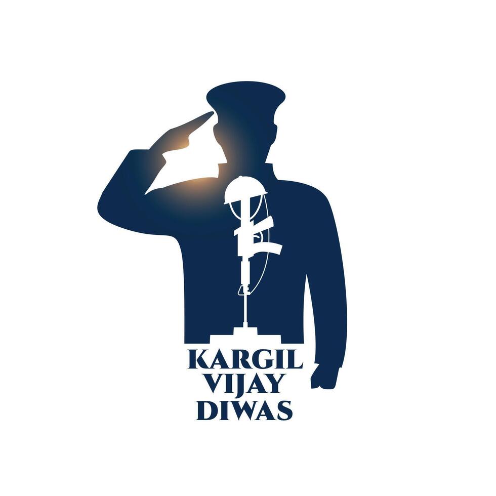 kargil vijay diwas patriotisch Hintergrund mit Soldat Silhouette vektor