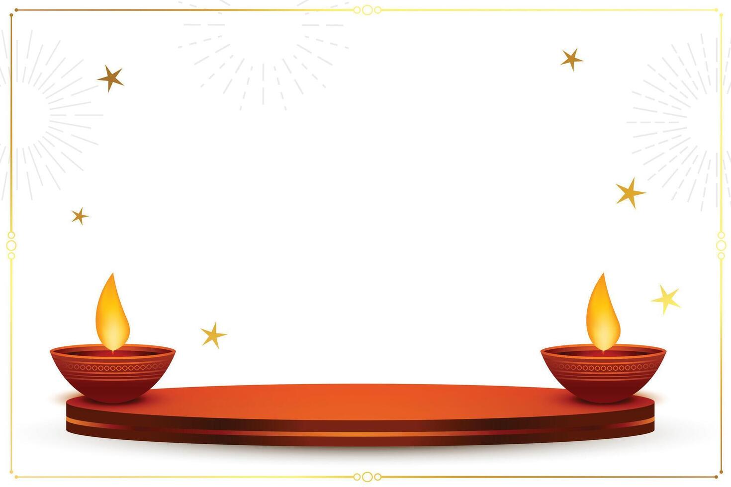 glücklich Diwali Festival Hintergrund mit 3d Podium und Diya Design Vektor