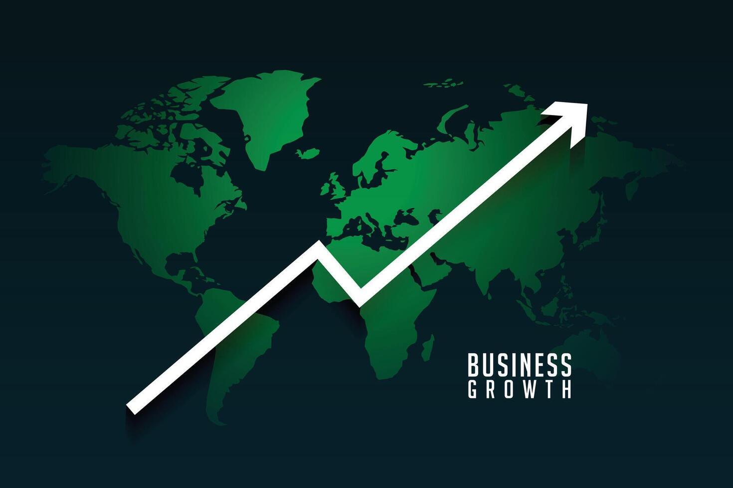 global företag tillväxt pil på värld Karta bakgrund vektor