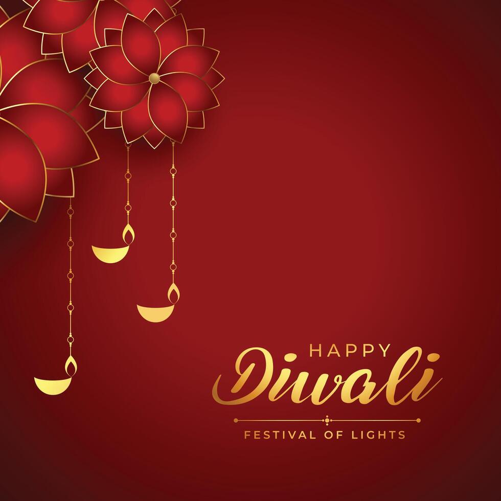 elegant glücklich Diwali Veranstaltung Hintergrund mit verheißungsvoll Blume Design vektor
