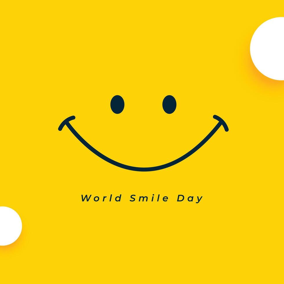 värld leende dag hälsning kort med glad uttryck ansikte vektor