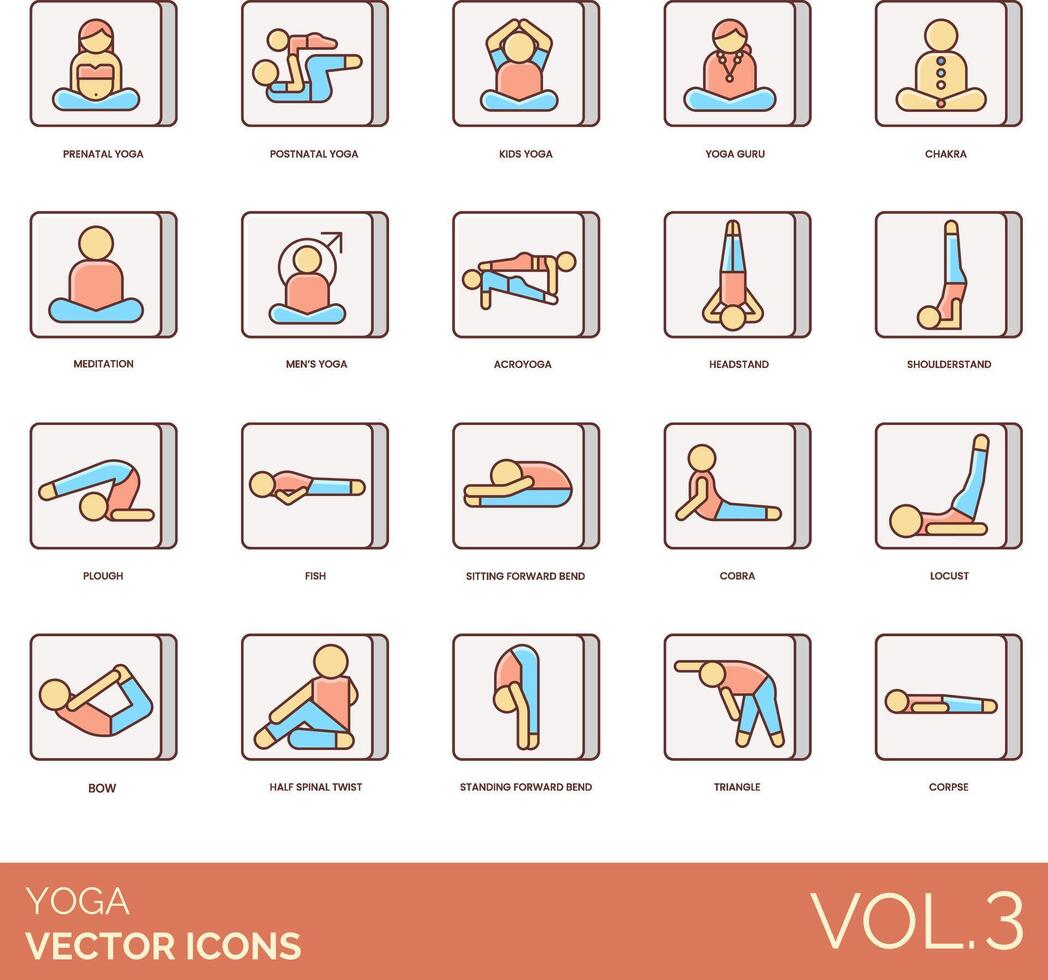 yoga ikoner uppsättning vektor
